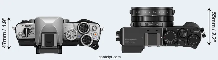 Compare E-M10 II versus LX100 top