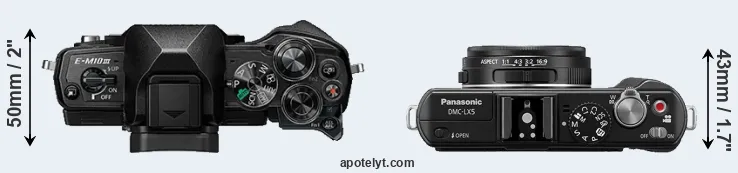 Compare E-M10 III versus LX5 top