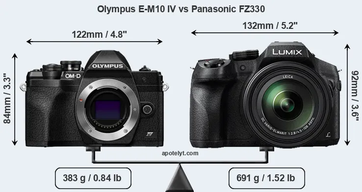 Size Olympus E-M10 IV vs Panasonic FZ330