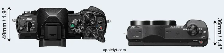 Compare E-M10 IV versus A5100 top