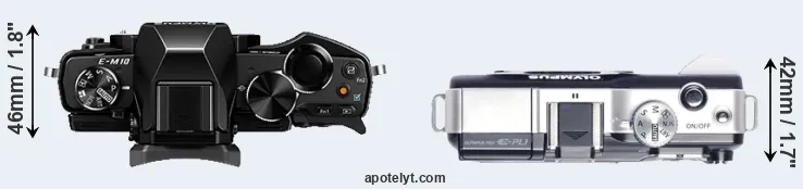 Compare E-M10 versus E-PL1 top