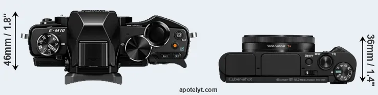 Compare E-M10 versus HX99 top