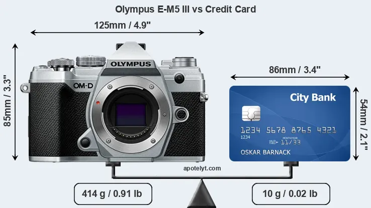 Olympus E-M5 III vs credit card front