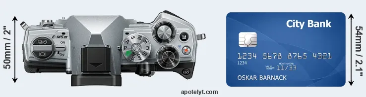 E-M5 III versus credit card top view
