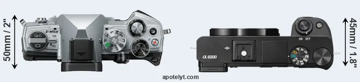 Compare E-M5 III versus A6000 top
