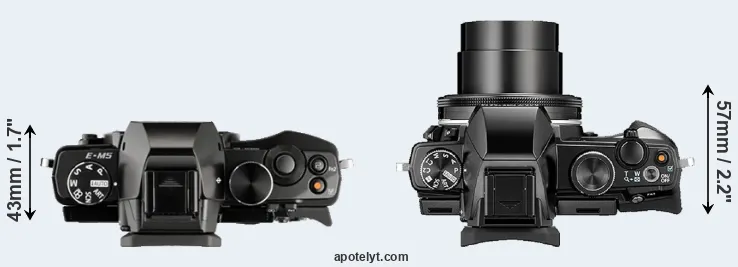 Compare E-M5 versus Stylus 1 top