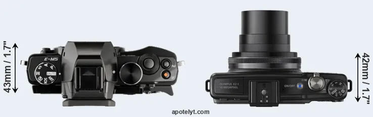 Compare E-M5 versus XZ-1 top