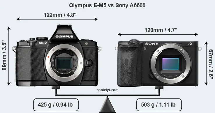 Size Olympus E-M5 vs Sony A6600