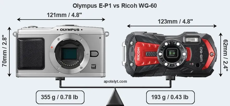 Size Olympus E-P1 vs Ricoh WG-60