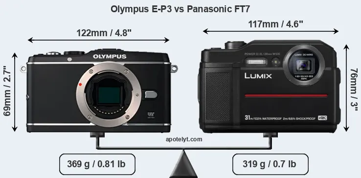 Size Olympus E-P3 vs Panasonic FT7
