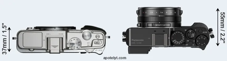 Compare E-P5 versus LX100 top
