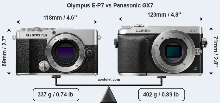 Size Olympus E-P7 vs Panasonic GX7