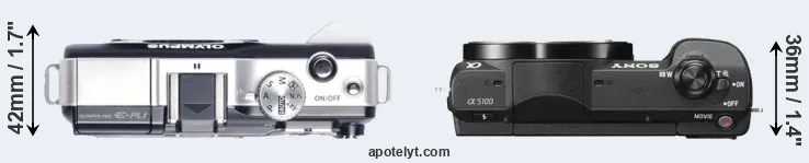 Compare E-PL1 versus A5100 top