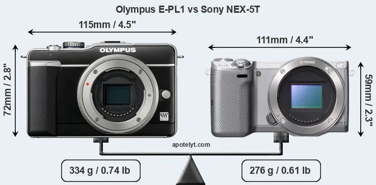Size Olympus E-PL1 vs Sony NEX-5T