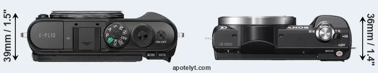 Compare E-PL10 versus A5000 top