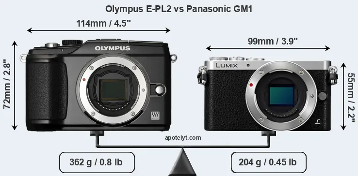 Size Olympus E-PL2 vs Panasonic GM1