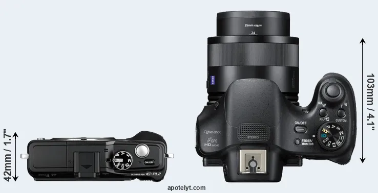 Compare E-PL2 versus HX400V top