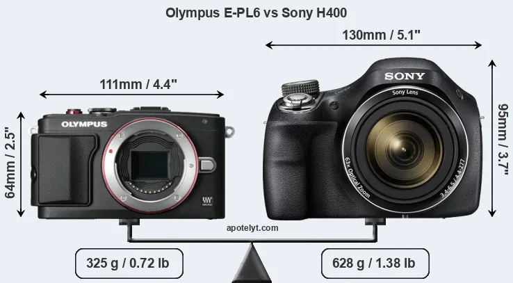 Size Olympus E-PL6 vs Sony H400