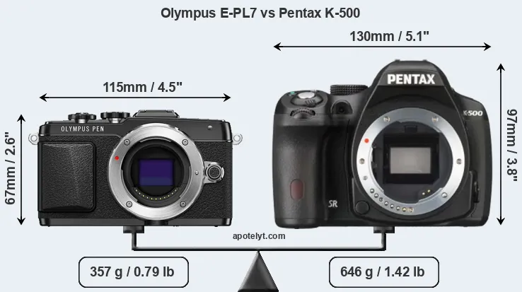 Size Olympus E-PL7 vs Pentax K-500