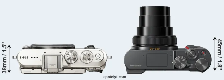 Compare E-PL8 versus TZ200 top