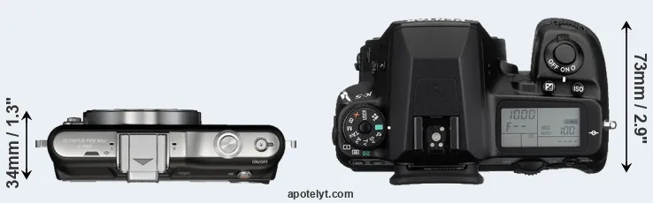 Compare E-PM1 versus K-5 top