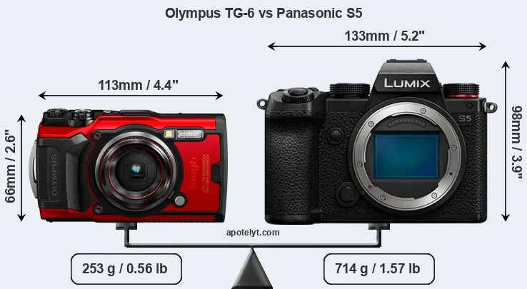 Size Olympus TG-6 vs Panasonic S5