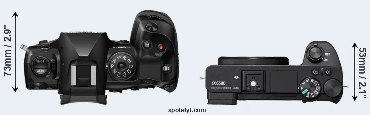 Compare OM-1 II versus A6500 top