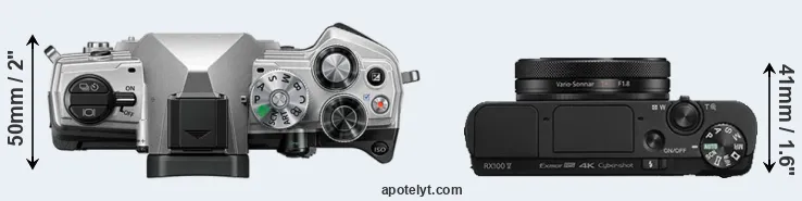 Compare OM-5 versus RX100 V top