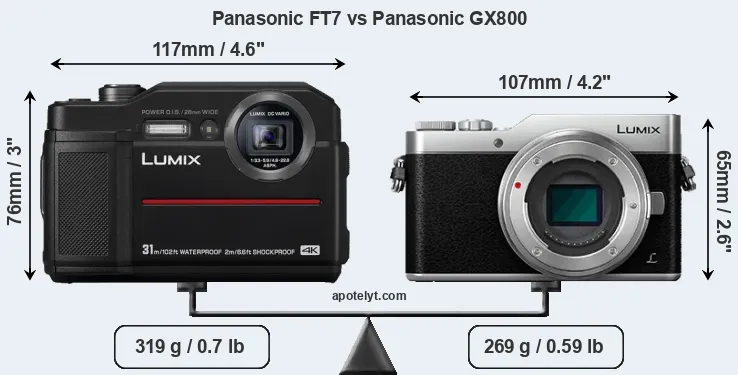 Size Panasonic FT7 vs Panasonic GX800