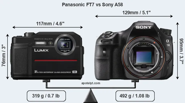 Size Panasonic FT7 vs Sony A58