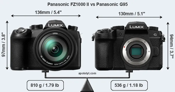Size Panasonic FZ1000 II vs Panasonic G95