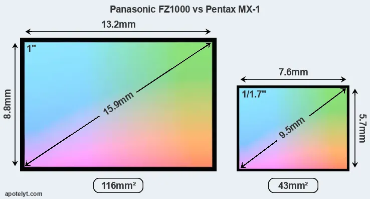 Panasonic FZ1000 and Pentax MX-1 sensor measures