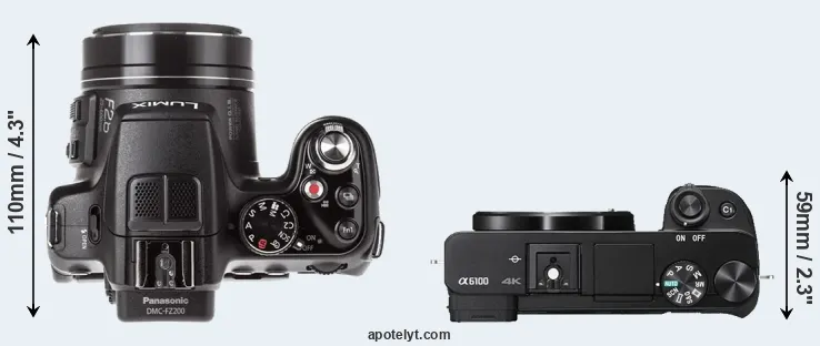Compare FZ200 versus A6100 top