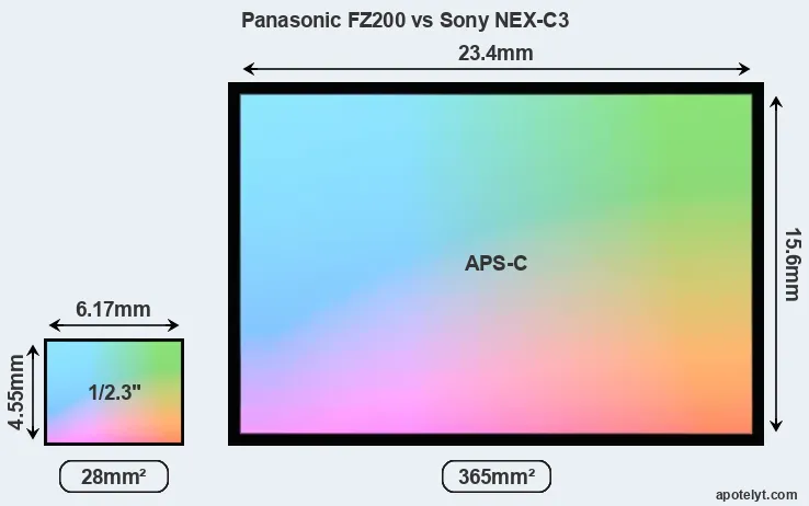 Panasonic FZ200 and Sony NEX-C3 sensor measures