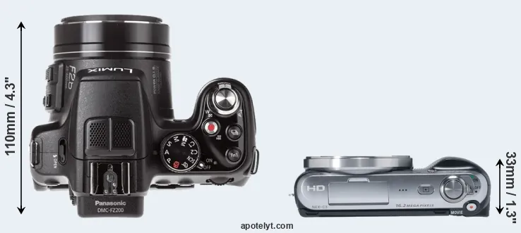 Compare FZ200 versus NEX-C3 top