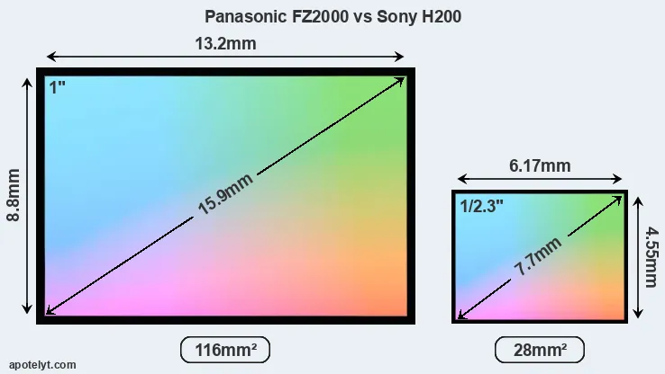 Panasonic FZ2000 and Sony H200 sensor measures