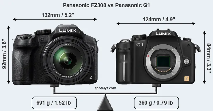 Size Panasonic FZ300 vs Panasonic G1