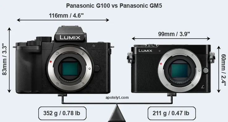 Size Panasonic G100 vs Panasonic GM5