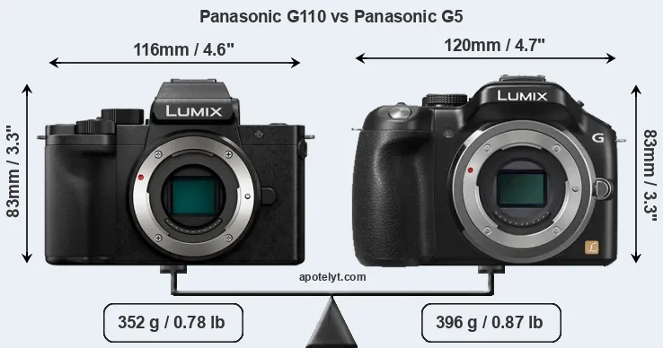 Size Panasonic G110 vs Panasonic G5