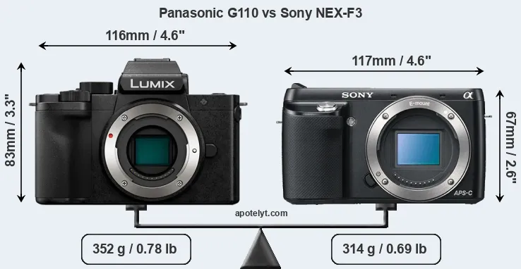 Size Panasonic G110 vs Sony NEX-F3