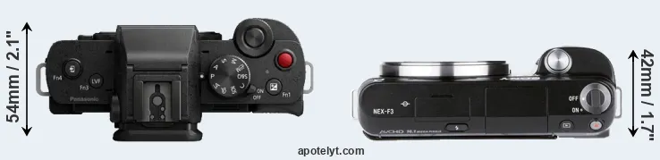 Compare G110 versus NEX-F3 top