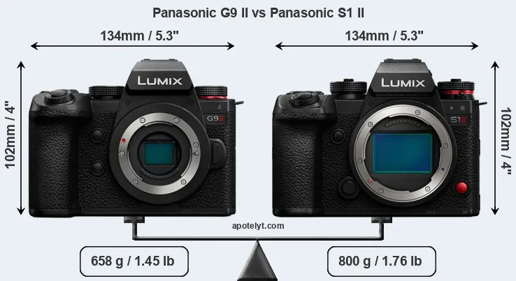 Size Panasonic G9 II vs Panasonic S1 II