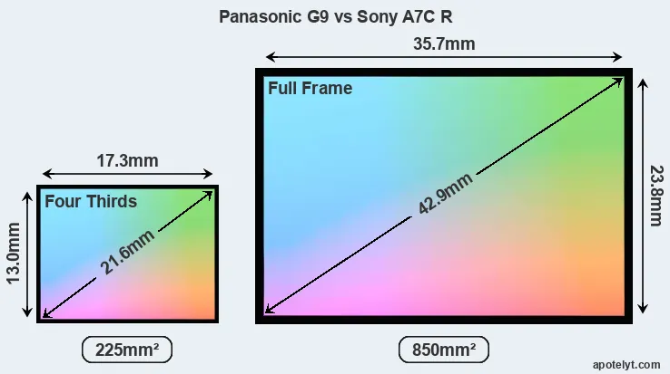 Panasonic G9 and Sony A7C R sensor measures