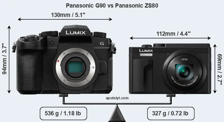 Size Panasonic G90 vs Panasonic ZS80
