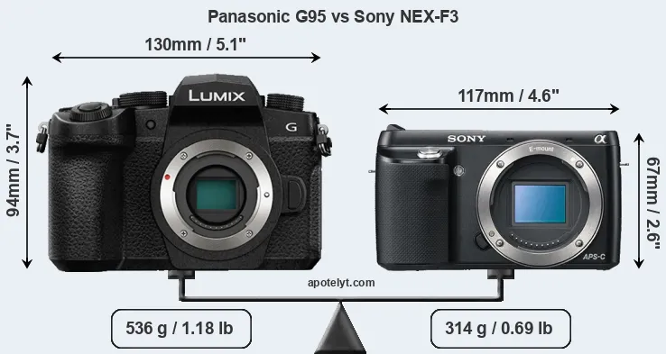 Size Panasonic G95 vs Sony NEX-F3