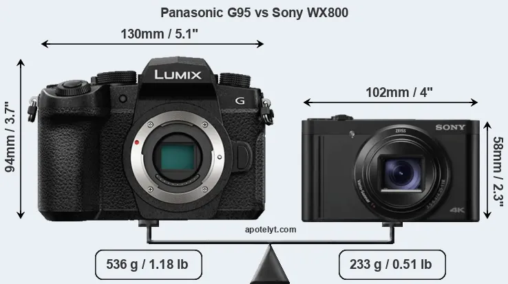 Size Panasonic G95 vs Sony WX800