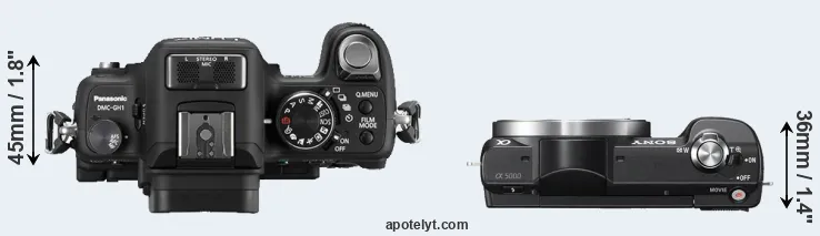 Compare GH1 versus A5000 top
