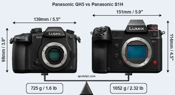 Size Panasonic GH5 vs Panasonic S1H