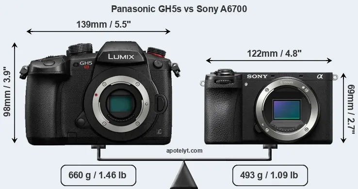 Size Panasonic GH5s vs Sony A6700