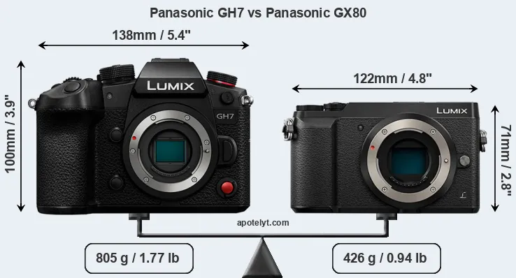 Size Panasonic GH7 vs Panasonic GX80